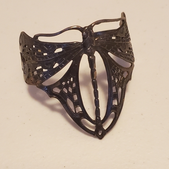 art nouveau Jewelry - Gorgeous Vintage art nouveau dragonfly cuff bracelet